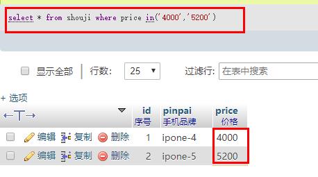 in运算符